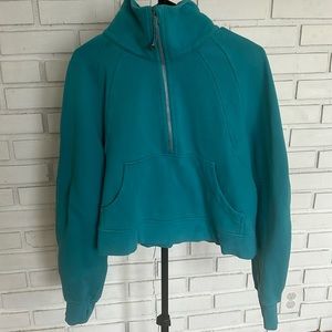 Lululemon funnel neck oversized cropped scuba sweatshirt. Oceanic blue. M/L